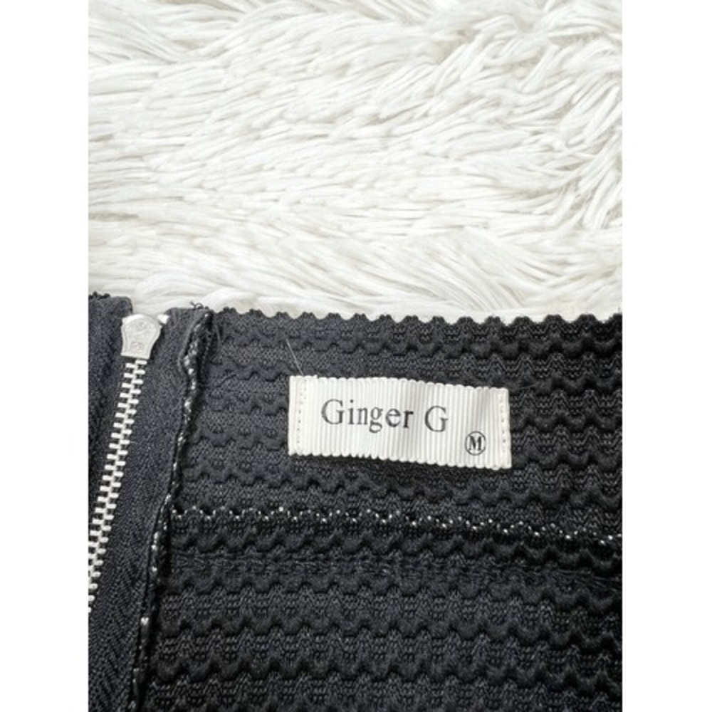 Ginger G Black Silver Metallic Bandage Pleated A-Line Skirt Size Medium - Picture 5 of 6